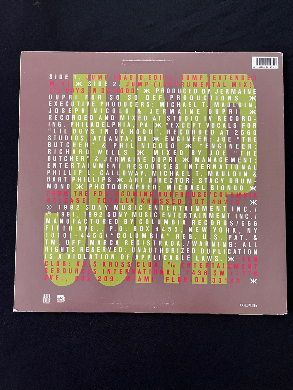 KRIS KROSS - “Jump Jump” (Single) Vinyl Record - Picture 2 of 6